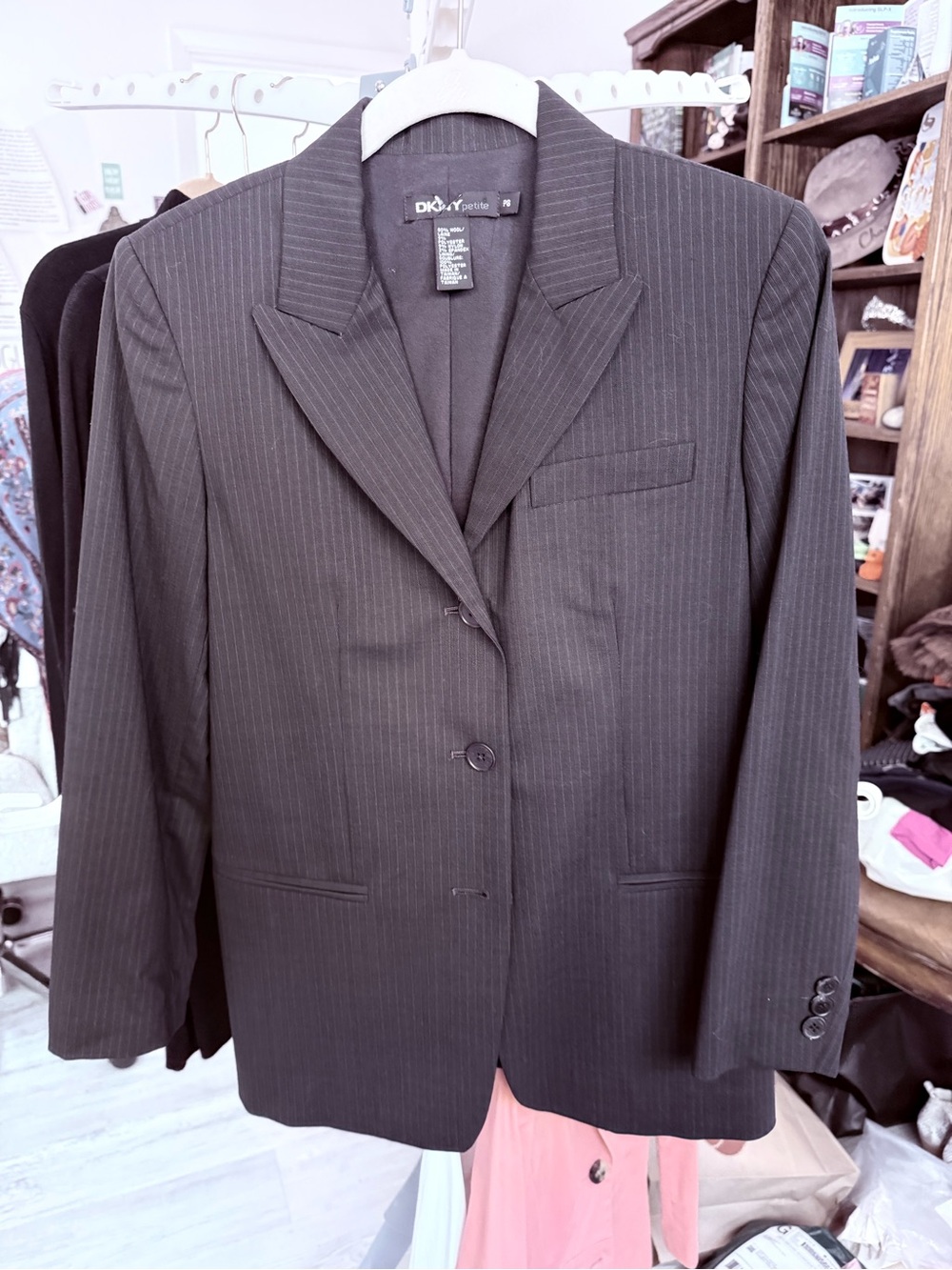 DKNY Women’s Navy Pinstripe Suit Jacket